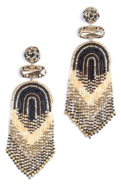 Deepa Gurnani Ishani Beaded Drop Earrings In Black Multi