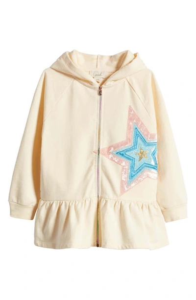Peek Aren't You Curious Kids' Wishing Star Cotton Hoodie In Off-white