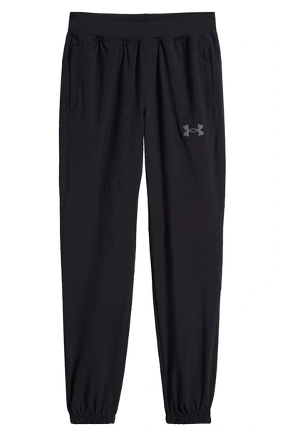 Under Armour Kids' Logo Woven Pants In Black/ Black/ Pitch Gray
