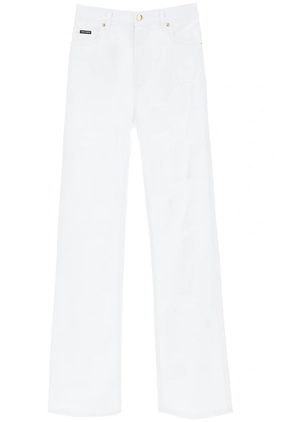 Dolce & Gabbana Destroyed Effect Jeans In White
