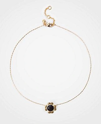 Ann Taylor Flower Pendant Necklace In Black