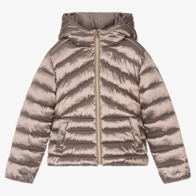 Mayoral Kids' Girls Brown Metallic Puffer Jacket