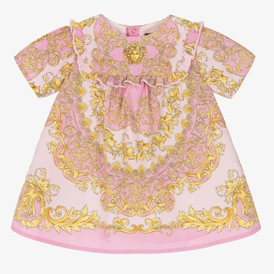 Versace Baby Girls Pink Cotton Barocco Dress