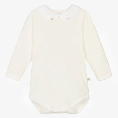 Bonpoint Kids' Ivory Cotton Jersey Bodysuit