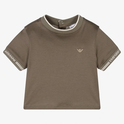 Emporio Armani Babies' Boys Brown Lyocell Eagle T-shirt