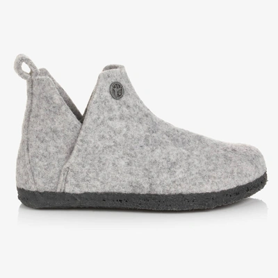 Birkenstock Grey Wool Felt Slippers