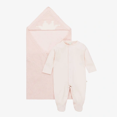 Marie-chantal Baby Girls Pink Pima Cotton Babygrow Set