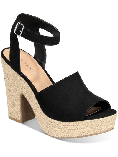 Sun + Stone Fey Womens Faux Suede Ankle Strap Heels In Black