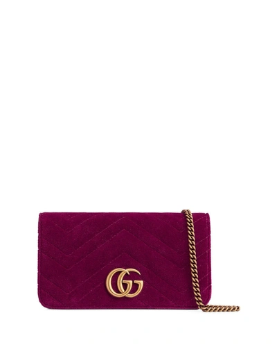 Gucci Gg Marmont Velvet Crossbody Bag In Purple