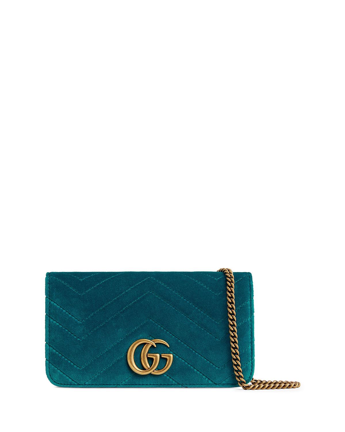 Gucci Gg Marmont Velvet Crossbody Bag, Turquoise In Blue | ModeSens