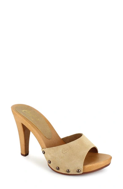 Candies Antonella Slide Sandal In Beige Suede