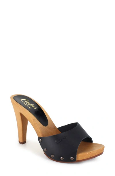 Candies Antonella Slide Sandal In Black Leather