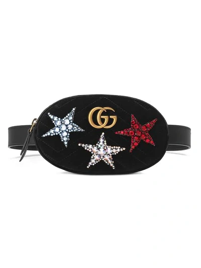 Gucci Marmont 2.0 Crystal Stars Velvet Belt Bag - Black In Nero/ Nero Multi