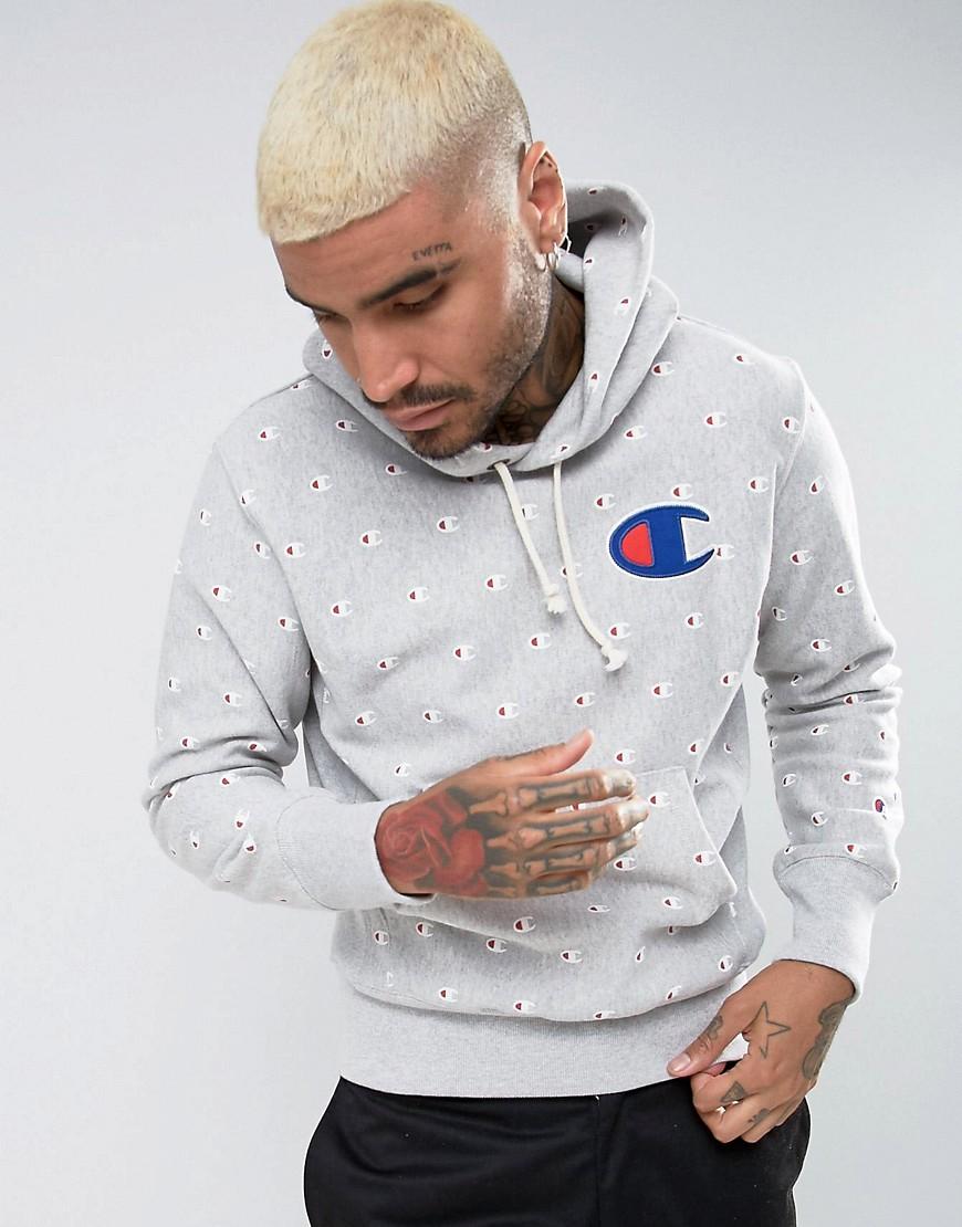 champion hoodie with all over logo print