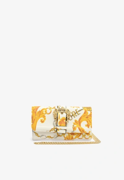 Versace Jeans Barocco Print Leather Clutch Bag In White