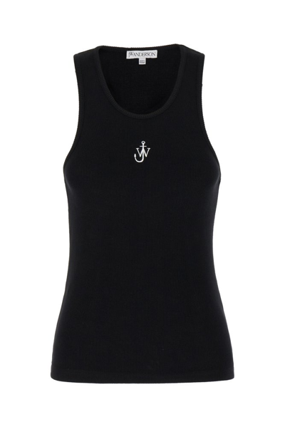 Jw Anderson Printed Cotton-blend Tank Top In Black  