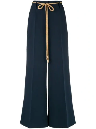 Roksanda Rabea Wide-leg Cropped High-rise Crepe Trousers In Sapphire