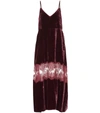 Stella Mccartney V-neck Cami-strap Velvet Evening Dress W/ Lace Inset In Red