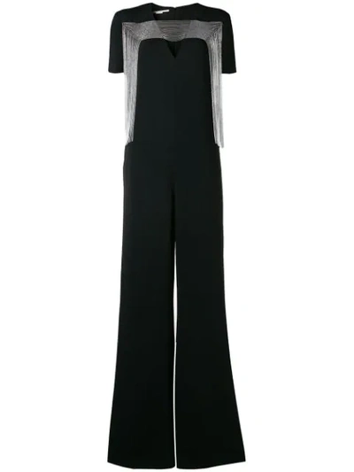 Stella Mccartney Cap-sleeve Multi-chain Yoke Wide-leg Jumpsuit In Black