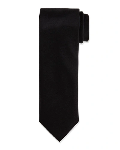 Brioni Solid Silk Satin Tie, Black
