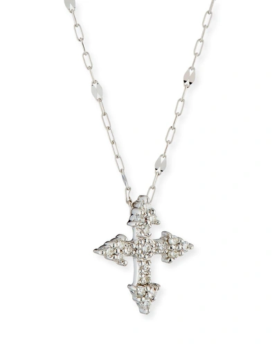 Jude Frances Provence 18k White Gold Diamond Tiny Cross Pendant Necklace In White/gold