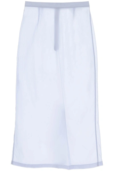 Maison Margiela Pencil Skirt In Semi-sheer Nylon In Light Blue