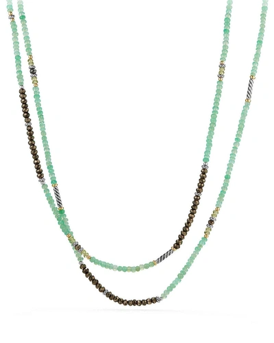 David Yurman Tweejoux Bead Necklace In Chrysoprase, Pyrite & Peridot With 18k Gold In Green/black