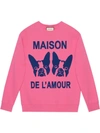 Gucci Orso And Bosco Heavy Felt Oversized Cotton Sweatshirt W/ Beaded Guccy In Pink