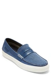 Cole Haan Pinch Weekender Lx Penny Loafer In Navy Peony Canvas/ Leather