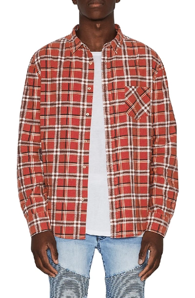 Nxp Issued Trim Fit Woven Shirt In Red Check