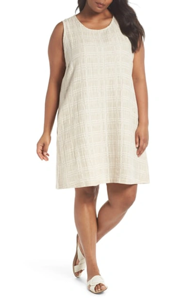Eileen Fisher Organic Cotton & Linen Shift Dress In Natural