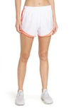 Nike Dry Tempo Running Shorts In White/ Crimson Tint/ Wolf Grey