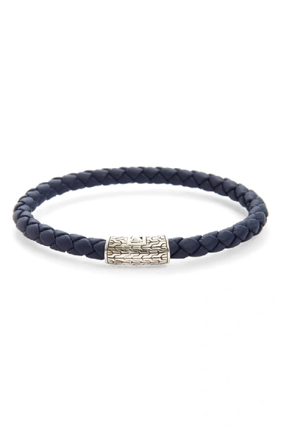John Hardy 'classic Chain' Woven Leather Bracelet In Blue