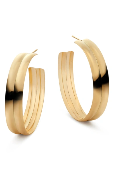 Lana Jewelry Double Curve Wide Hoop Earrings In Yellow Gold