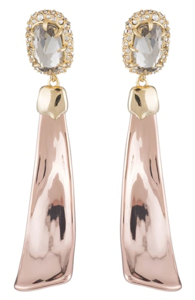 Alexis Bittar Crystal Detail Drop Earrings In Gold/ Silver