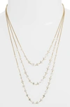 Nadri Boho Layered Necklace In Gold/ Clear