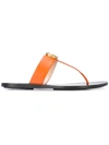 Gucci Leather Thong Sandal With Double G In Yellow