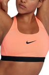 Nike Classic Strappy Sports Bra In Crimson Pulse/ Black/ Black