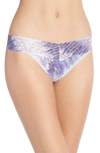 Hanky Panky Original-rise Printed Lace Thong In Blue Multi