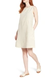 Eileen Fisher Varied Stripe Hemp & Organic Cotton Shift Dress In Natural