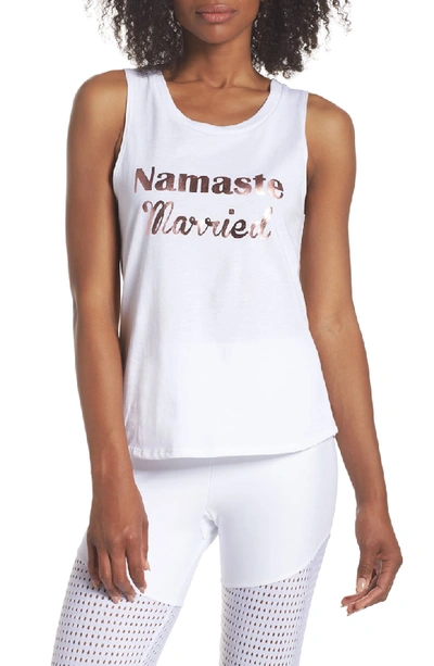 Onzie Nama Printed Round-neck Sport Tank, White In Namaste Married