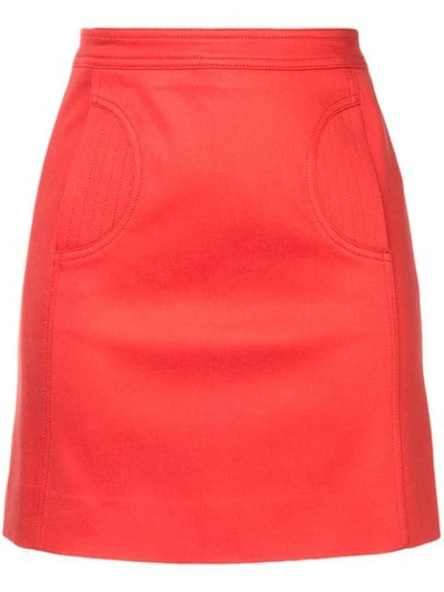 We11 Done Stitch Detail Mini Skirt In Red