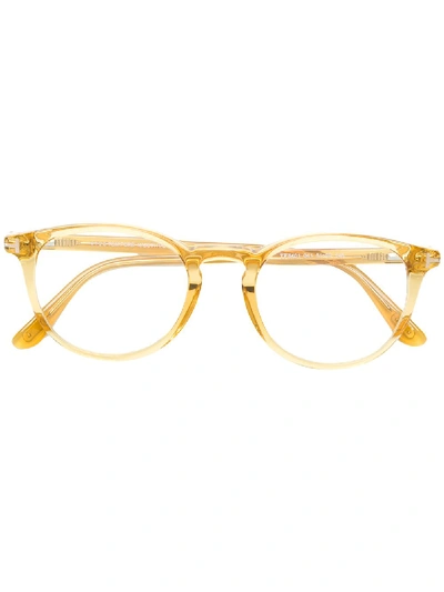 Tom Ford Round Frame Glasses In Yellow & Orange