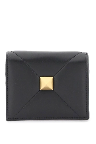 Valentino Garavani Roman Stud Small Wallet In Nappa Leather In Black