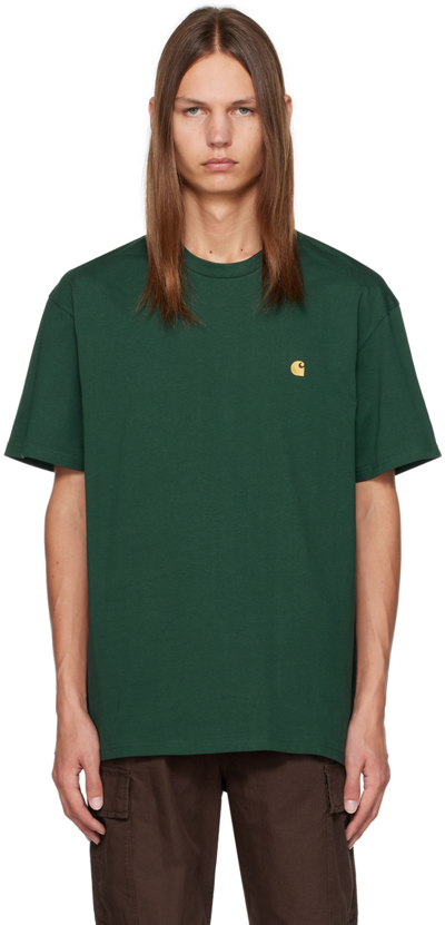 Carhartt Chase T-shirt In Discovery Green / Gold