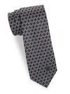 Versace Printed Silk Tie In Black Grey