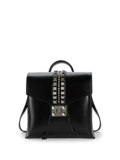 Valentino Garavani Olivier Embellished Leather Backpack In Black