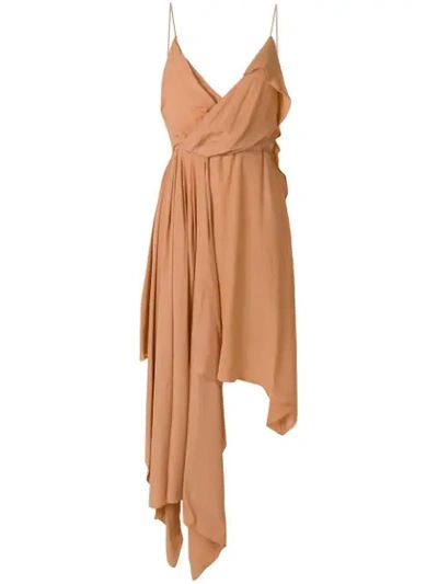 Off-white Asymmetric Plunge Neck Dress In Rose