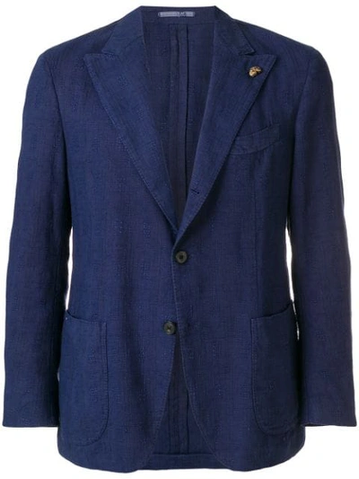 Gabriele Pasini Textured Single Breasted Blazer In Blue