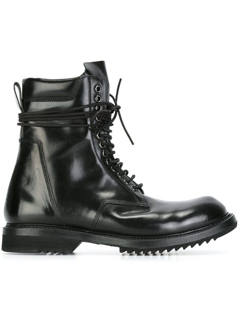 Rick Owens Low Leather Army Boots In Black | ModeSens